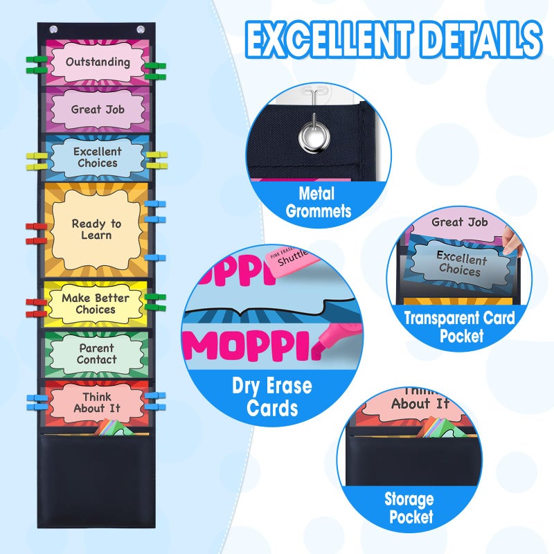 ZKOO Student Behavior Clip Chart for Classroom Management Kids Track Reward Pocket Chart Hanging Creative Bulletin Board Teacher Supplies for Preschool Class Must Haves, Classroom Homeschool - Image 4